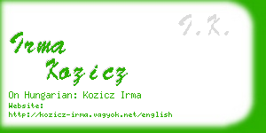irma kozicz business card